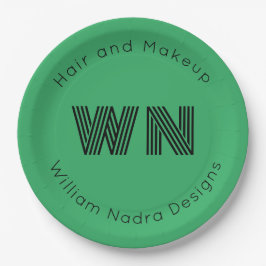 ビジネスロゴモノグラム淡い色のグリーン紙プレート ペーパープレート