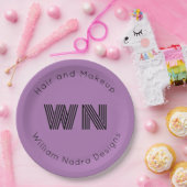 ビジネスロゴモノグラム淡い色のパープル紙プレート ペーパープレート (パーティー)