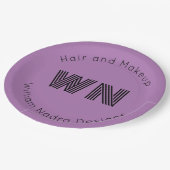 ビジネスロゴモノグラム淡い色のパープル紙プレート ペーパープレート (アングル)