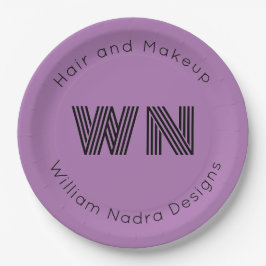 ビジネスロゴモノグラム淡い色のパープル紙プレート ペーパープレート