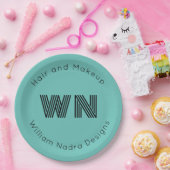 ビジネスロゴモノグラム紙プレート-カスタム文字 ペーパープレート (パーティー)