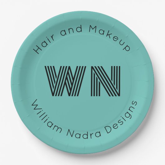 ビジネスロゴモノグラム紙プレート-カスタム文字 ペーパープレート (正面)