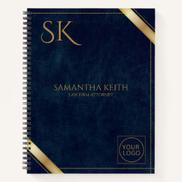 ビジネスロゴラグジュアリーネイビーレザー2025 カスタム ノートブック