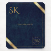 ビジネスロゴラグジュアリーネイビーレザー2025 カスタム マウスパッド (正面)