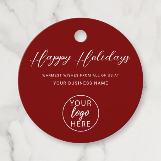 ビジネスロゴレッドクリスマスホリデー フェイバータグ (正面)