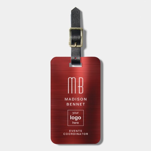 ビジネスロゴレッドプロフェッショナル旅行 ラゲッジタグ (正面縦)