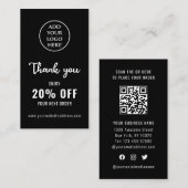 ビジネスロゴロイヤリティ白黒QRコード垂直 割引カード (正面/裏面)