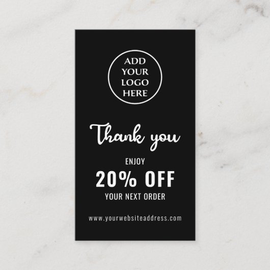 ビジネスロゴロイヤリティ白黒QRコード垂直 割引カード (正面)