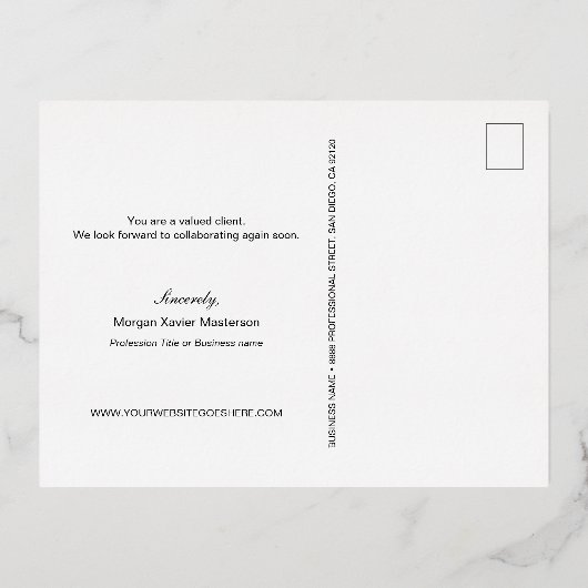 ビジネスロゴローレルリースモノグラムサンキュー 箔シーズンポストカード (裏面)