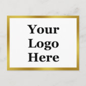 ビジネスロゴ両面金ゴールドと白とテキスト ポストカード (正面)