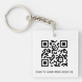 ビジネスロゴ付きスクエア アクリル QR コード キーチェーン (正面)