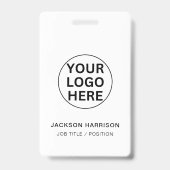 ビジネスロゴ付きスタッフIDカード 黒＆白 バッジ (表面)