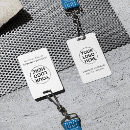 ビジネスロゴ付きスタッフIDカード 黒&白 バッジ