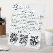 ビジネスロゴ付き価格表QRコードスキャンして支払う 台座サイン (インサイチュ)