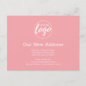 ビジネスロゴ付き新しい住所の変更桃 案内ポストカード (正面)