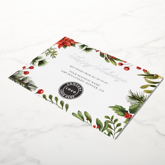 ビジネスロゴ企業のクリスマスシルバー 箔シーズンカード (回転した状態)