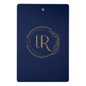 ビジネスロゴ企業のネイビーブルーモダン ミニクリップボード (裏面)