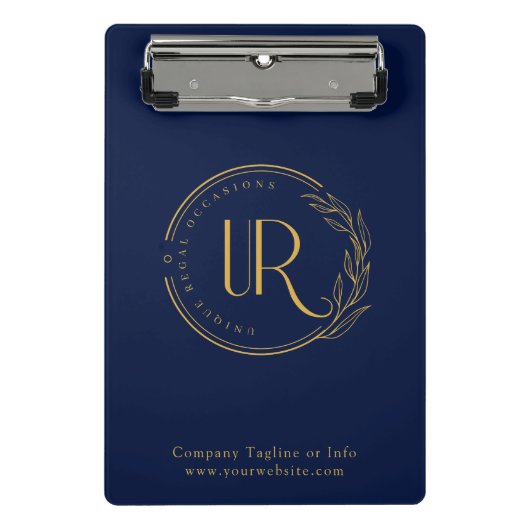ビジネスロゴ企業のネイビーブルーモダン ミニクリップボード (正面)