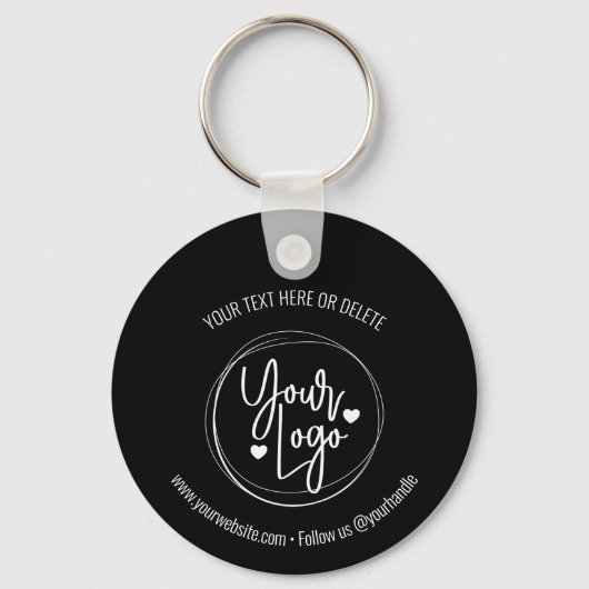 ビジネスロゴ企業のミニマリスト白黒 キーホルダー (正面)