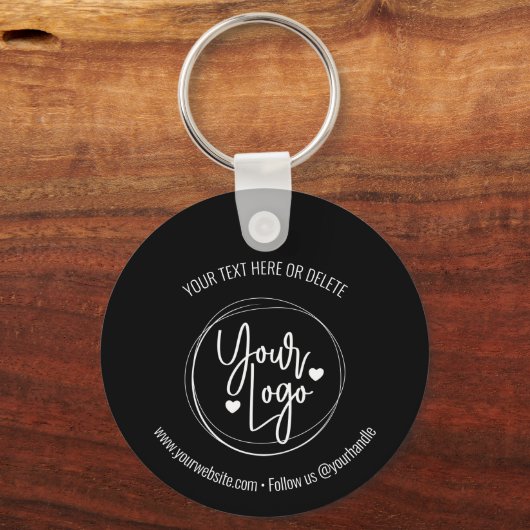 ビジネスロゴ企業のミニマリスト白黒 キーホルダー (正面)