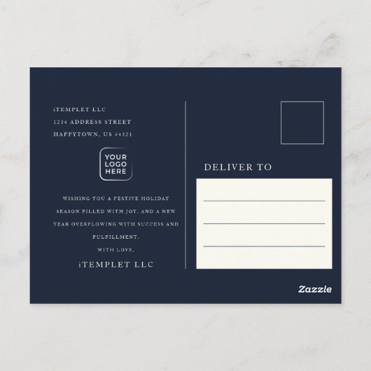 ビジネスロゴ企業の会社のフォトホリデー ポストカード (裏面)