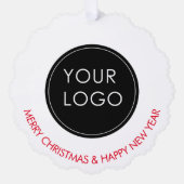 ビジネスロゴ企業の会社ホワイト オーナメントカード (正面)