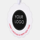 ビジネスロゴ企業の会社ホワイト オーナメントカード (左)