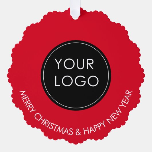 ビジネスロゴ企業の会社レッド オーナメントカード (正面)
