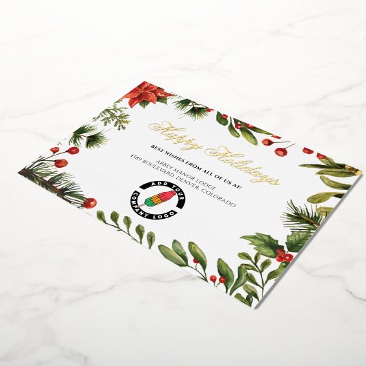 ビジネスロゴ会社のクリスマス金ゴールドの追加 箔シーズンカード (回転した状態)