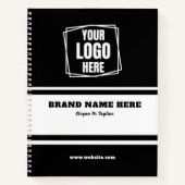 ビジネスロゴ会社のプロモーションブラックとホワイト ノートブック (正面)