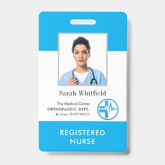 ビジネスロゴ会社の従業員の写真IDカスタム バッジ (正面)