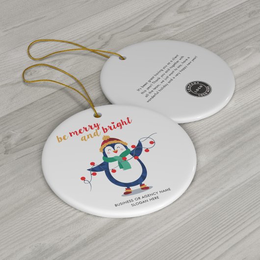 ビジネスロゴ会社を追加Thank You Christmas セラミックオーナメント