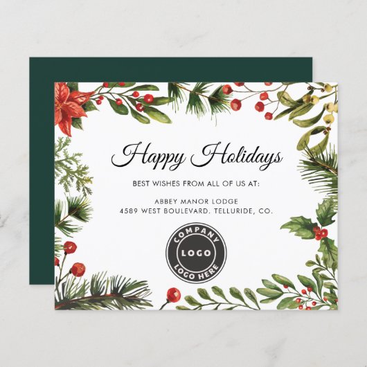 ビジネスロゴ会社クリスマスホリデーのご挨拶 (正面/裏面)