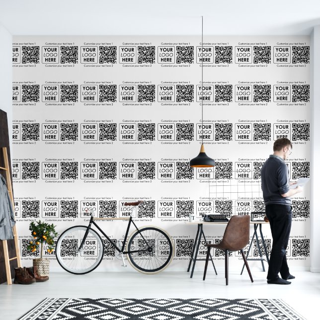 ビジネスロゴ会社シンプルのQRコード2文字事務所 壁紙 (リビング)
