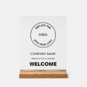 ビジネスロゴ会社ブラック文字ウェルカムサイン アクリルサイン (正面)