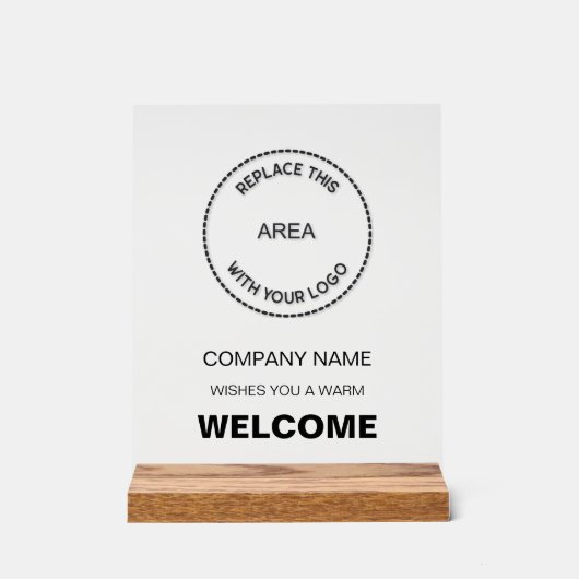 ビジネスロゴ会社ブラック文字ウェルカムサイン アクリルサイン (正面)