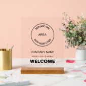 ビジネスロゴ会社ブラック文字ウェルカムサイン アクリルサイン (ウェディング)