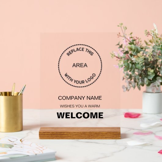 ビジネスロゴ会社ブラック文字ウェルカムサイン アクリルサイン (ウェディング)