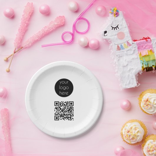 ビジネスロゴ会社プロモーションQRコード ペーパープレート (パーティー)