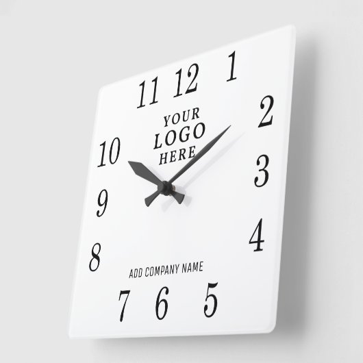 ビジネスロゴ会社名のプロモーションの追加 スクエア壁時計 (傾斜)