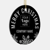 ビジネスロゴ会社名スノーフレーククリスマス セラミックオーナメント (右)