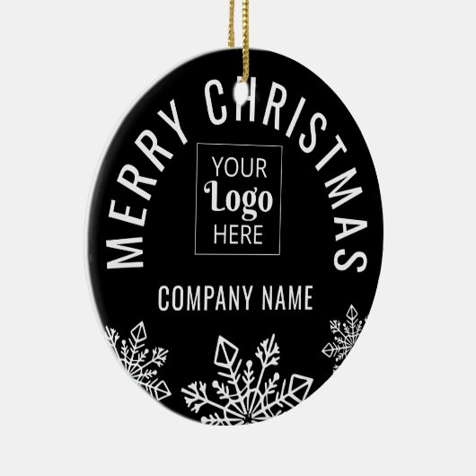 ビジネスロゴ会社名スノーフレーククリスマス セラミックオーナメント (右)