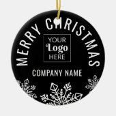 ビジネスロゴ会社名スノーフレーククリスマス セラミックオーナメント (正面)