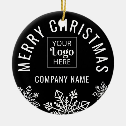 ビジネスロゴ会社名スノーフレーククリスマス セラミックオーナメント (正面)