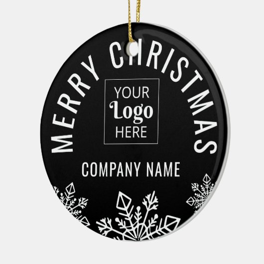 ビジネスロゴ会社名スノーフレーククリスマス セラミックオーナメント (左)