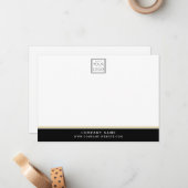 ビジネスロゴ会社名ブラックと金ゴールド縁ど ノートカード (正面/裏面インサイチュ)