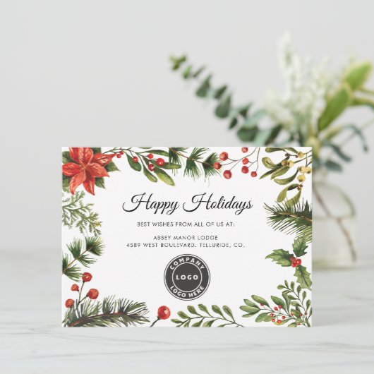 ビジネスロゴ会社従業員クライアントのクリスマス シーズンカード (スタンド正面)