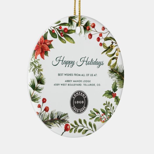 ビジネスロゴ会社従業員クライアントのクリスマス セラミックオーナメント (右)