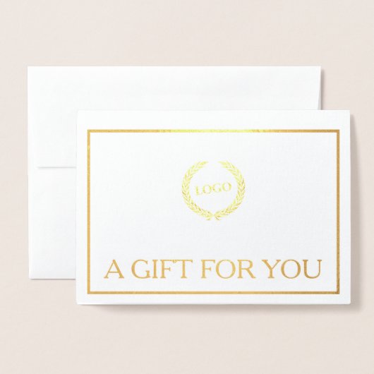 ビジネスロゴ会社折返しギフト券金ゴールド 箔カード (封筒付き正面)