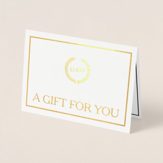 ビジネスロゴ会社折返しギフト券金ゴールド 箔カード (正面)